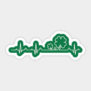 Shamrock Four-Leaf Clover Heartbeat Sticker